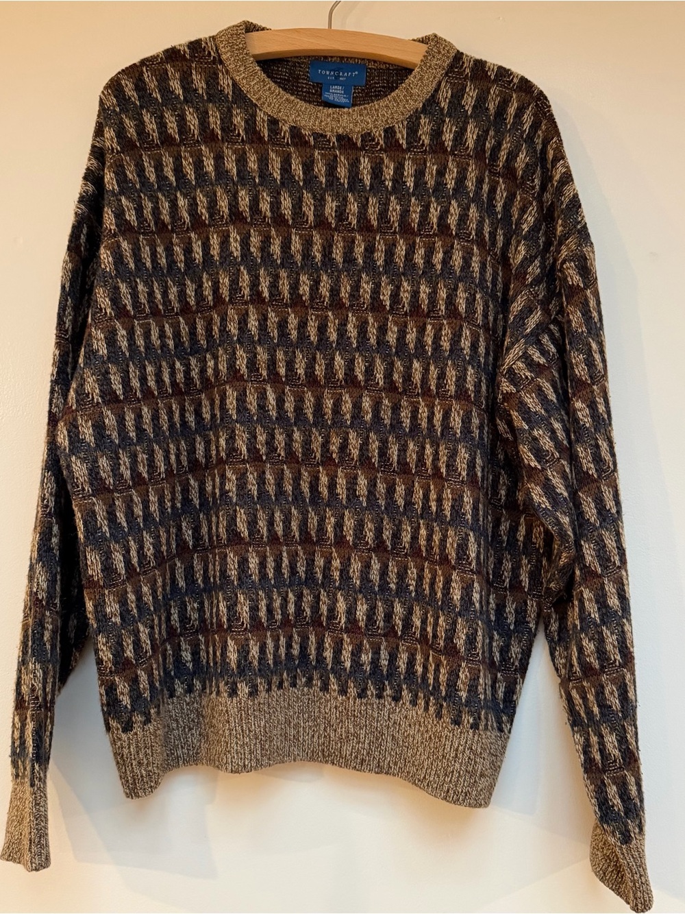 Towncraft Brown and Navy Marled Knit Sweater